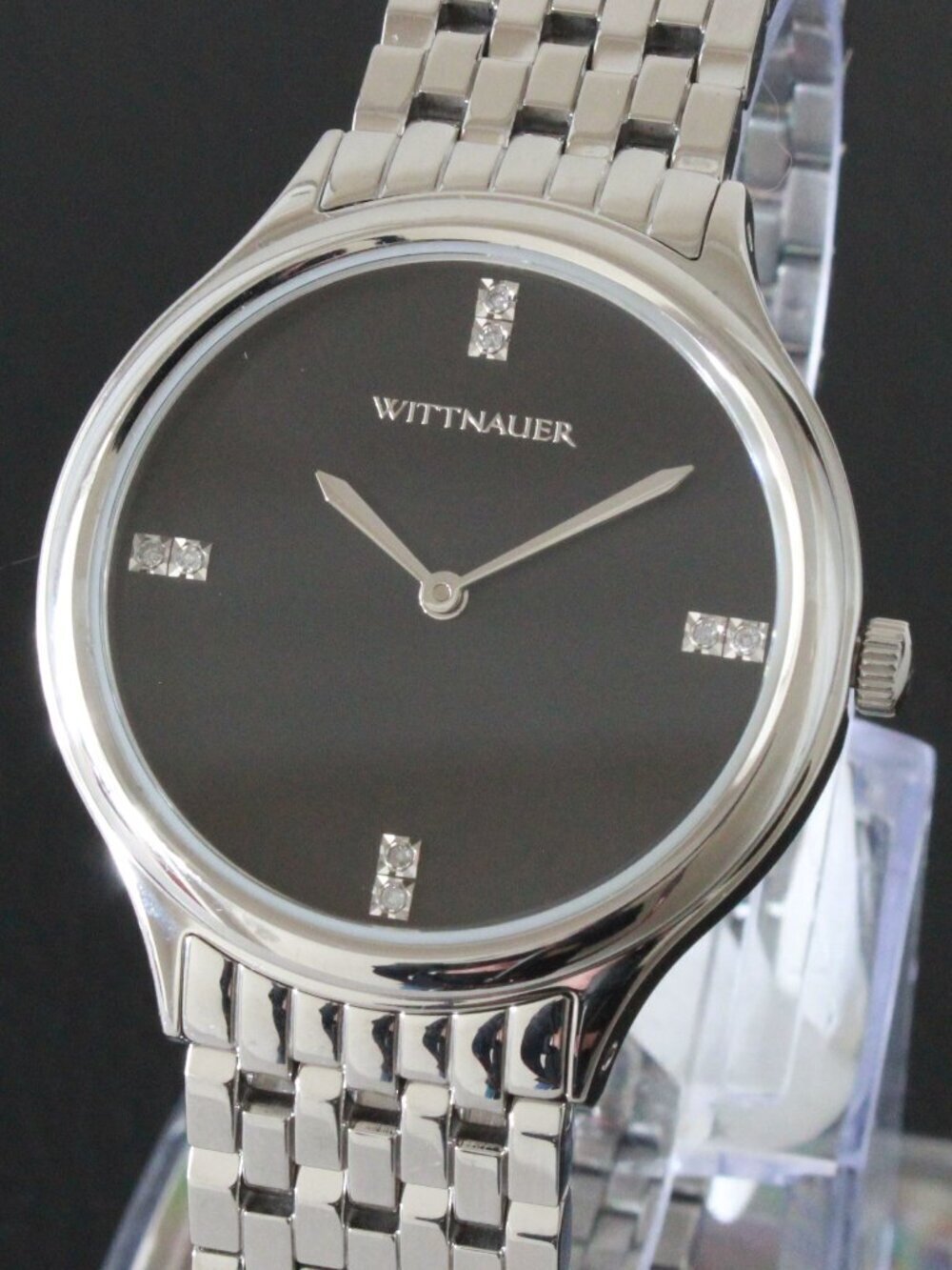 Wittnauer Ladies Quartz Watch 8 Hand Set Diamonds Minimalist Dial 34mm - Picture 7 of 12